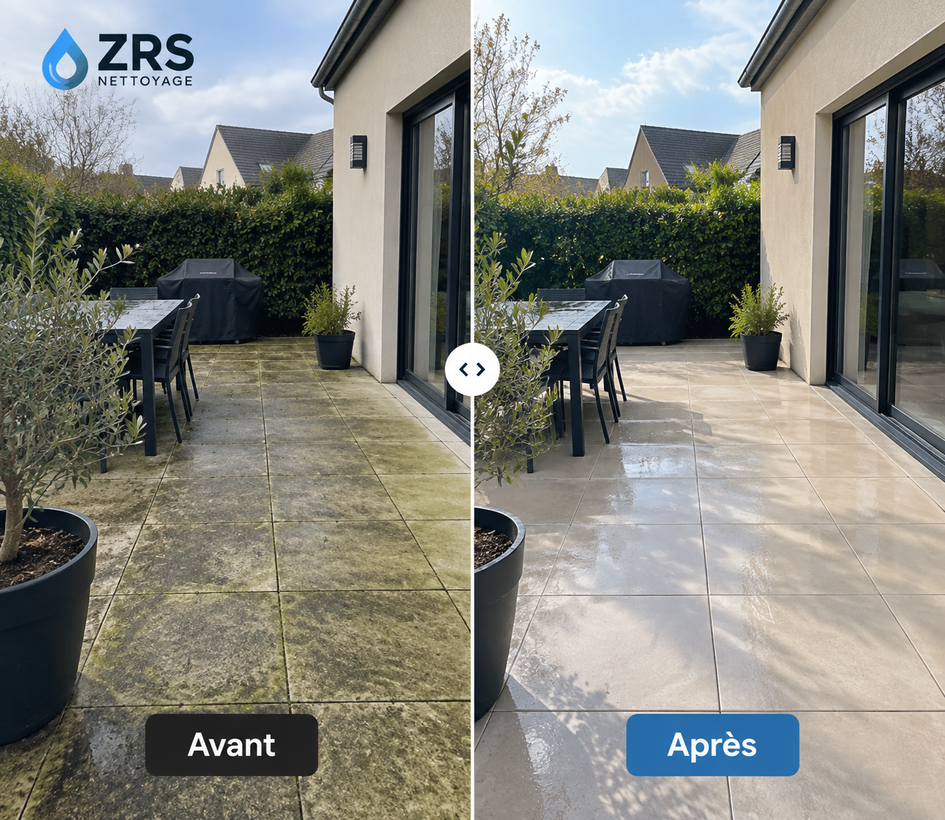 Avant après terrasse nettoyage Île-de-France